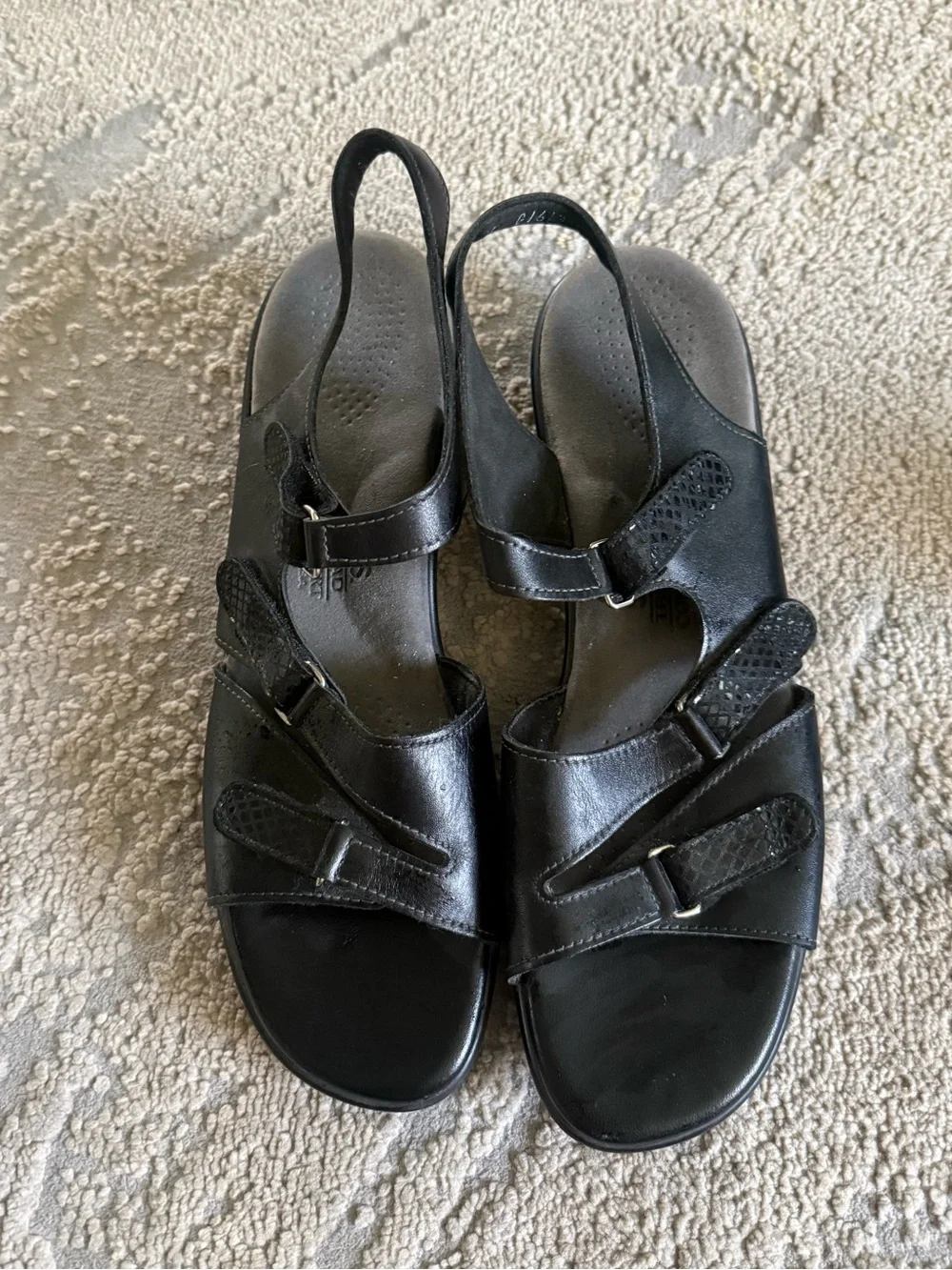 SAS TABBY leather BLACK TRIPAD Comfort Sandals adjustable straps 11 S slim